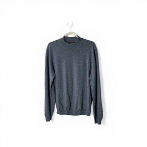 Brooks Brothers Italian 100% Merino Wool Crew Neck Gray Mens Sweater Sz L